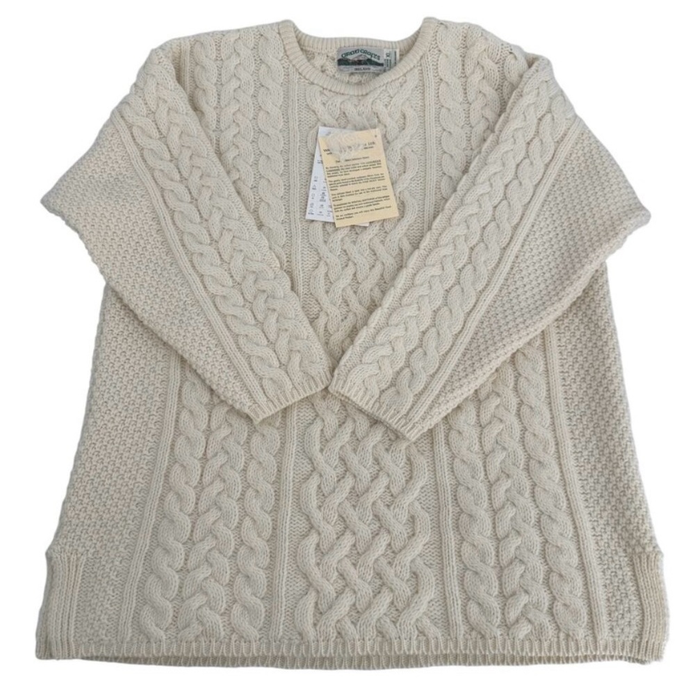Aran Crafts Ireland Merino Wool Cashmere Cableknit Sweater Size XL NEW with Tags